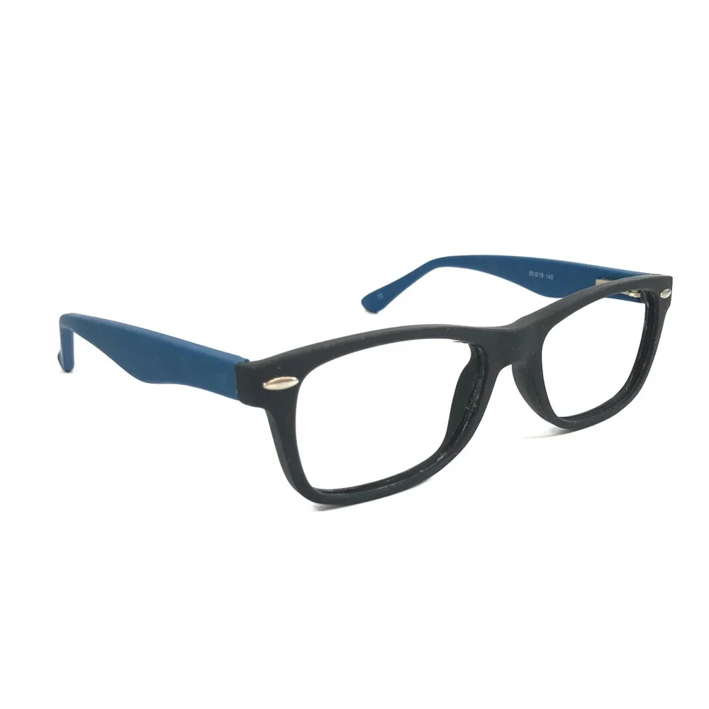 Modern Eyeglasses Frames CRAZE BLACK/BLUE Matte Rectangle Full Rim 50-18-140